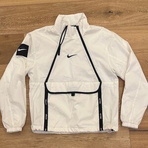 Nike Men's White and Black Windbreaker Jacket